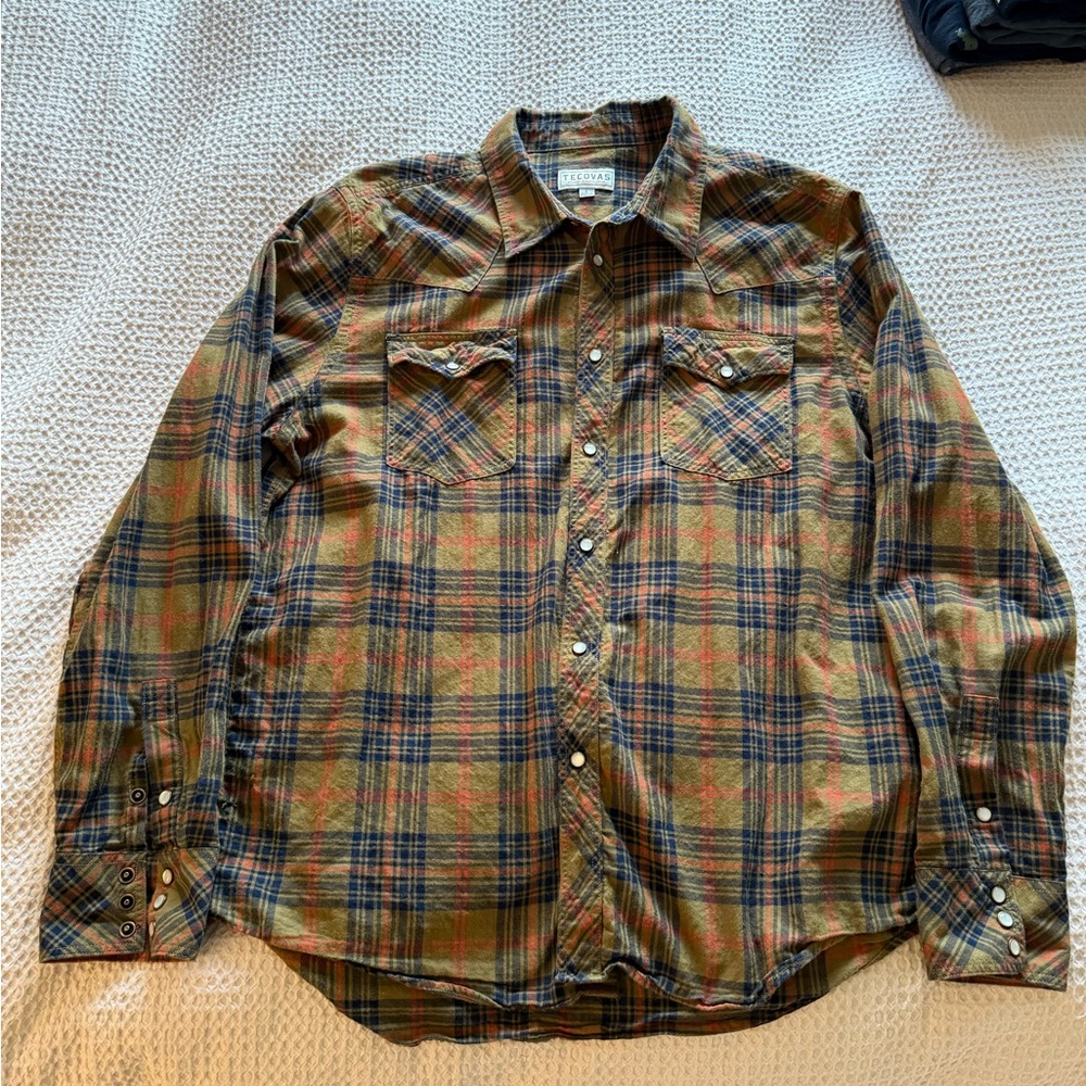 Técnicas Pendleton Men's Pearlsnaps Shirt - Green and Brown